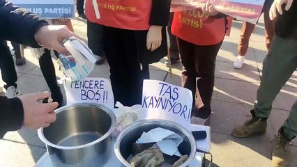 HKP'liler faturaları yakıp, tencerede taş kaynattılar!