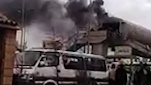 حريق بكوبري مشاة "هايبر" بالشيخ زايد بـ6 أكتوبر