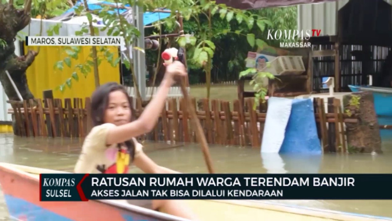 Rumah Warga Terendam Banjir, Akses Kendaraan Antar Kecamatan Marusu Maros Lumpuh