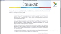 Venezuela expresa su solidaridad con el Gobierno y el pueblo de Brasil
