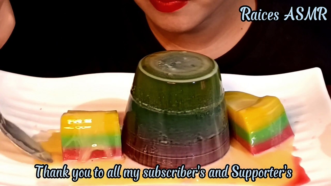 UNIQUE COLORFUL JELLY & SWEET MILK EATING SOUNDS  Raices ASMR
