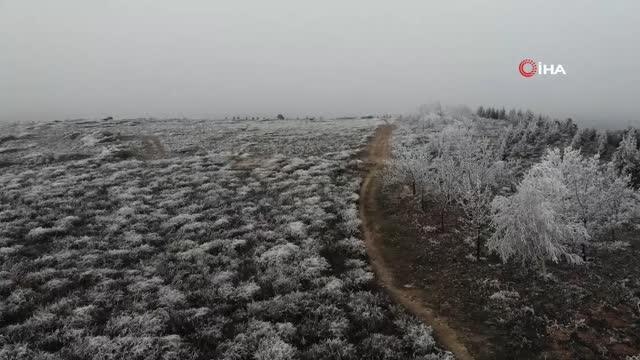 Eskişehir'de etkili olan kırağı eşsiz manzaralar oluşturdu