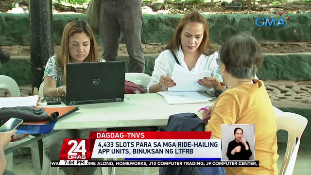 4,433 slots para sa mga ride-hailing app units, binuksan ng LTFRB | 24 Oras