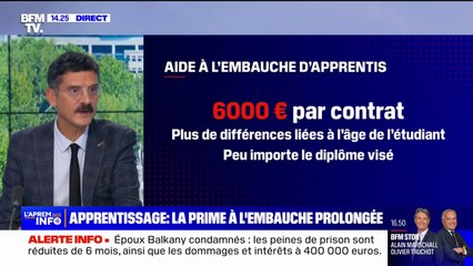 La prolongation de l'aide à l'embauche des apprentis prolongée. Objectif 1 million de contrats par an en 2027