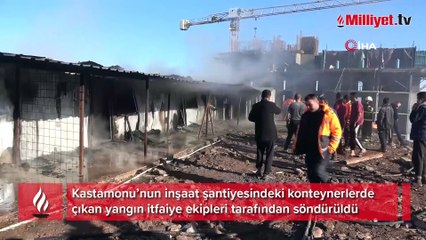 Şantiyede korkunç anlar! İşçilerin kaldığı 8 konteyner yandı