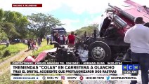 ¡Pudo ser tragedia! Dos rastras protagonizan brutal colisión en carretera de TGU a Olancho