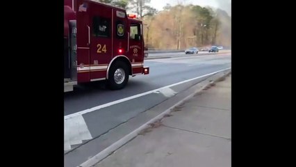 Car Driving on Rim Catches Fire