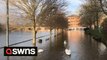 UK: Footage shows the River Severn bursts its banks in Worcester as residents brace for more flooding