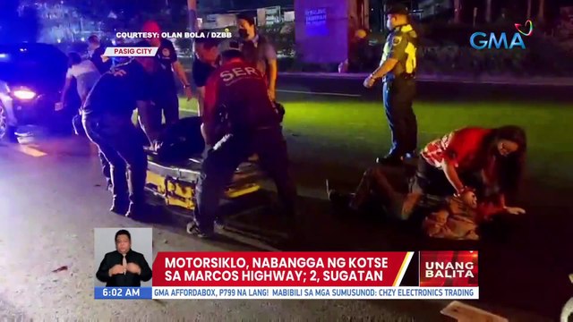 Motorsiklo, nabangga ng kotse sa Marcos Highway; 2, sugatan | UB