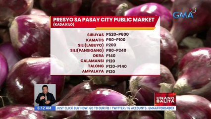 Presyo sa Pasay City Public Market kada kilo ng mga gulay at iba pang bilihin | UB