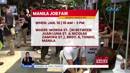 Manila job fair as of January 10, 2023 | UB