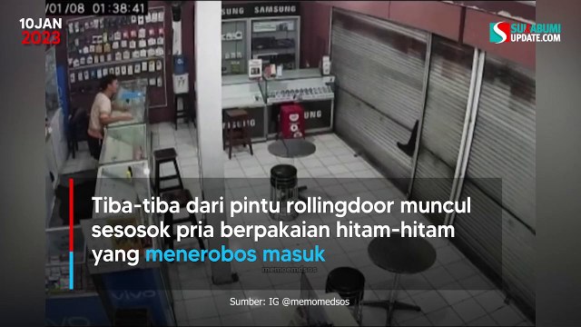 Viral Rekaman CCTV Maling Ketahuan saat Hendak Lancarkan Aksi di Konter HP