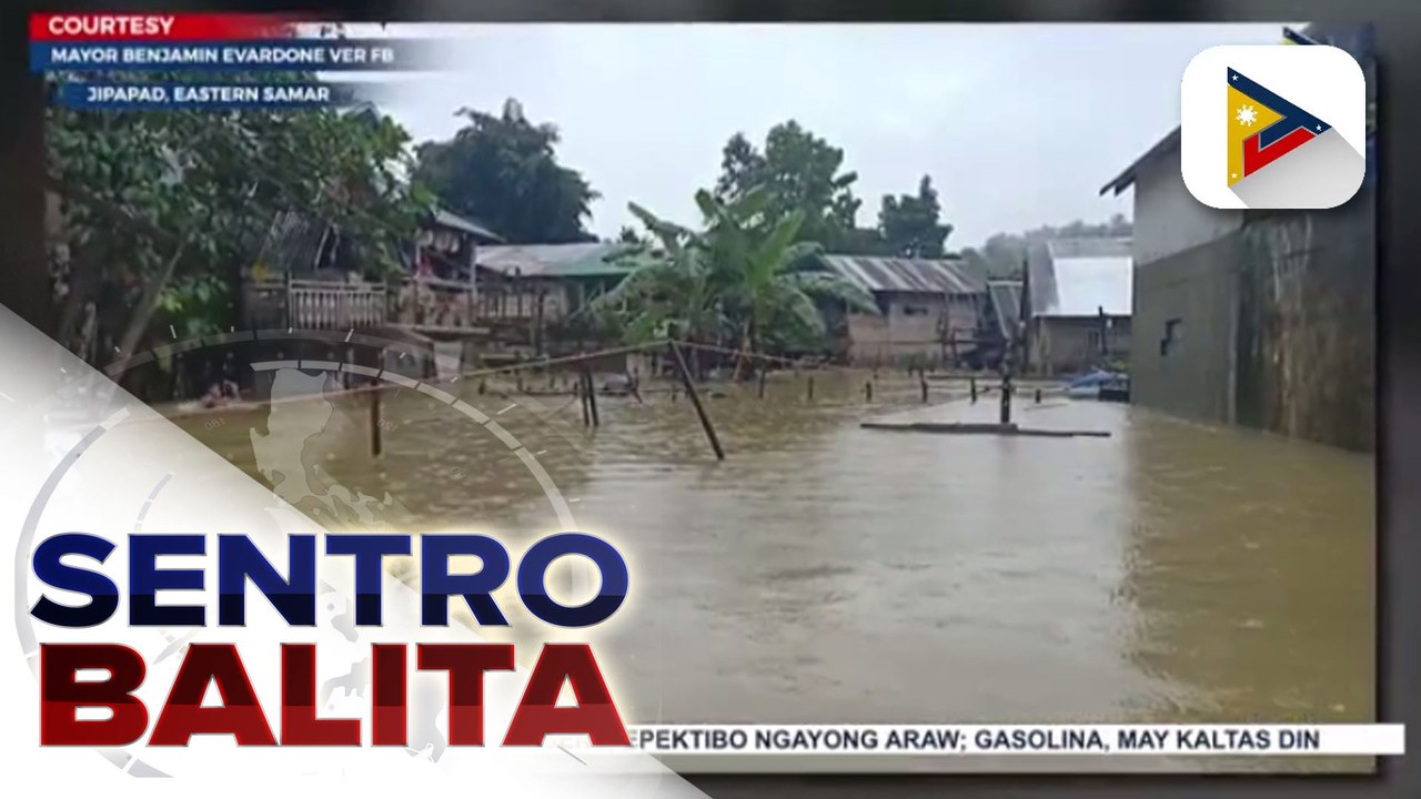 Mga kabahayan sa Jipapad, Eastern Samar, lubog sa baha dulot ng malakas na pag-ulan dala ng LPA