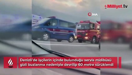 Denizli’de servis aracı devrildi: 2 ölü, 14 yaralı