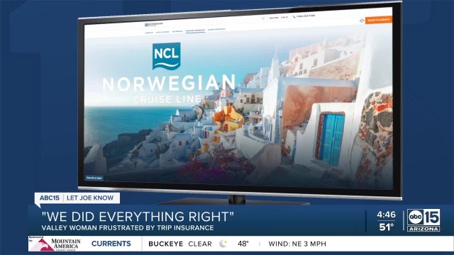 Valley woman buys trip insurance for cruise, denied cash refund: 'We did everything right'