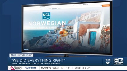 Valley woman buys trip insurance for cruise, denied cash refund: 'We did everything right'