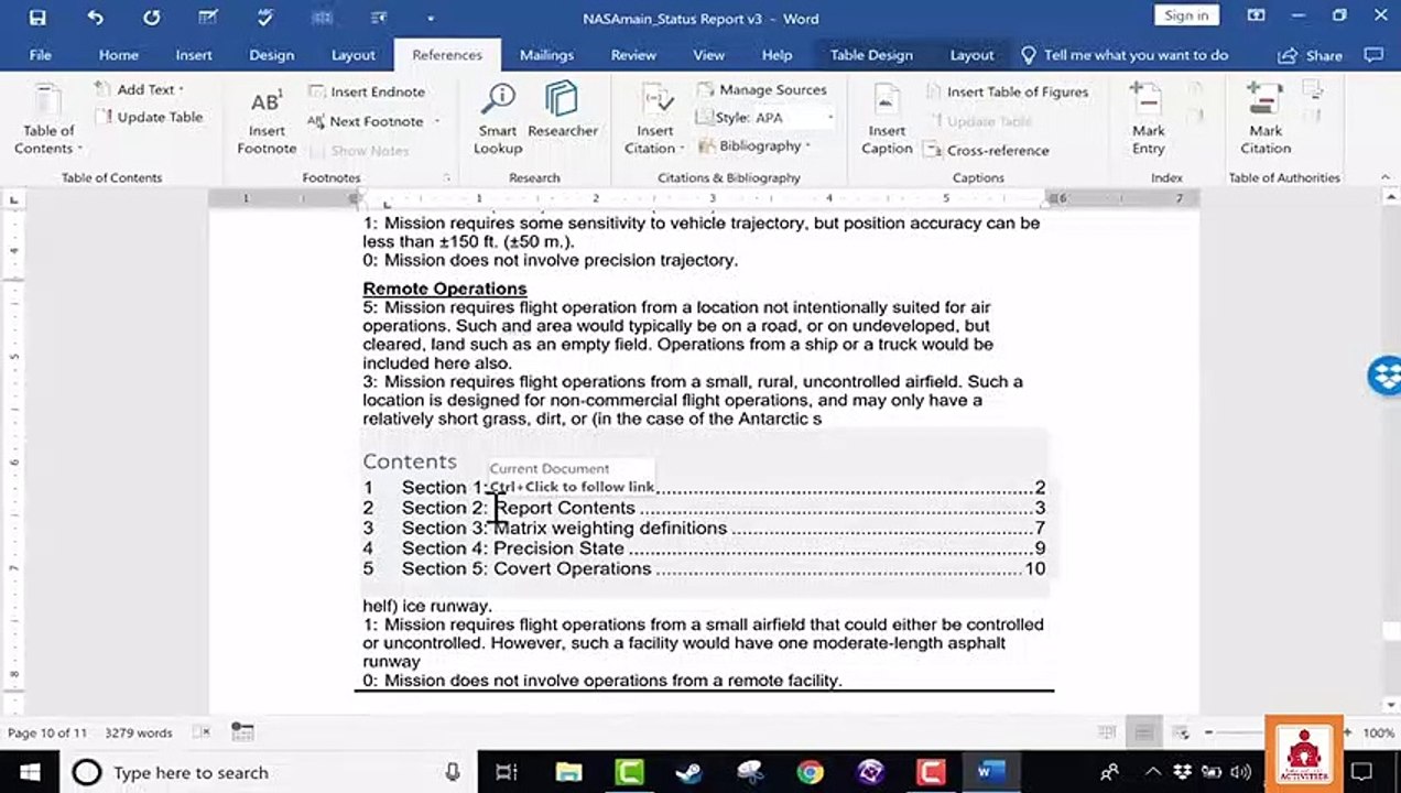 Creating a Table of Contents in Microsoft Word
