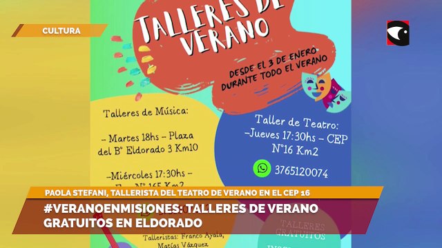 #Veranoenmisiones: talleres de verano gratuitos en Eldorado