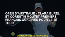Australie Open - Clara Burel et Coretin Moutet Premier ministre Français se sont qualifiés pour le 2