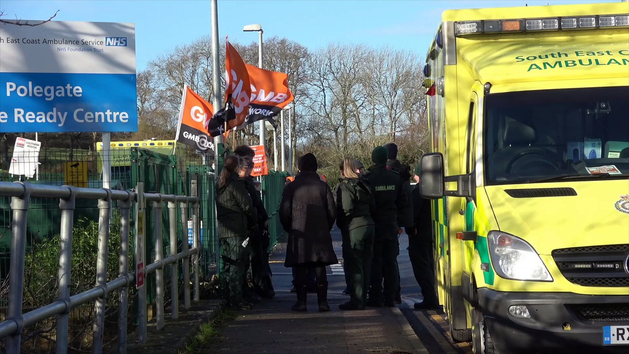 Ambulance workers from SECAmb strike over pay and conditions - video ...