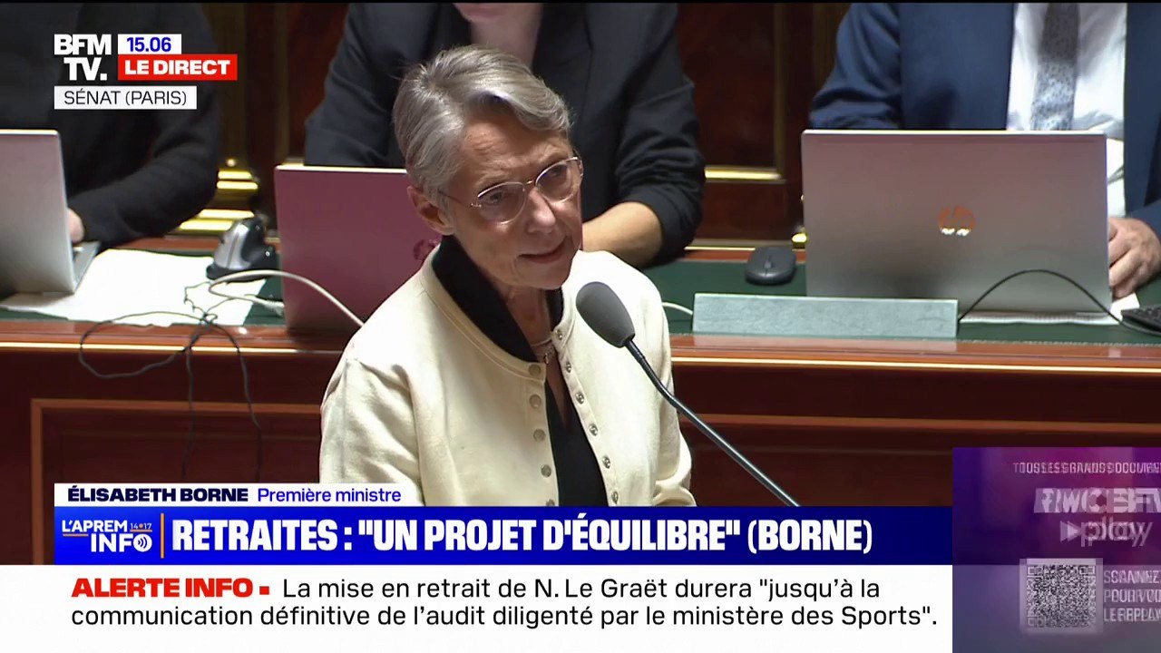 "Un projet d'équilibre" affirme Élisabeth Borne interpellée sur la réforme des retraites par les sénateurs
