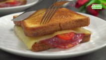 10 Minutes Breakfast Sandwich– Crunchy Cheese  Tomato Toast  Pan-Fried Recipe by Always Yummy!
