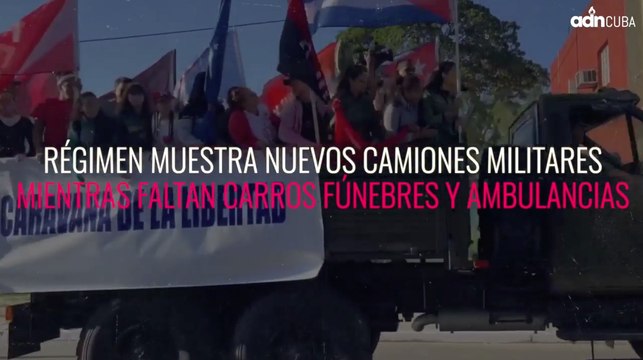Régimen muestra nuevos camiones militares mientras faltan carros fúnebres y ambulancias