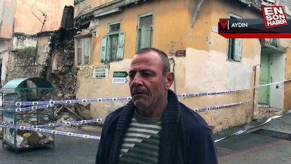 Aydın'da iki katlı tarihi ev depremde kısmen yıkıldı