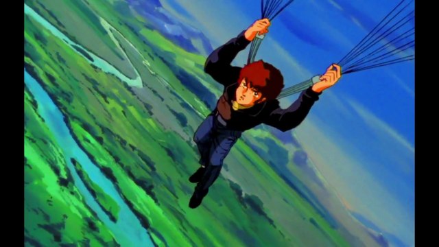 Mobile Suit Zeta Gundam - parachute escape