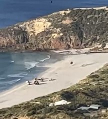 Rescue chopper arrives at Snelling Beach, Kangaroo Island after vehicle accident