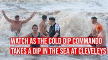 Watch as the Cold Dip Commando takes a dip in the sea at Cleveleys