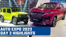 Auto Expo 2023 Day 2 highlights | Maruti Suzuki Jimny | MG Hector Plus | Oneindia News *Auto