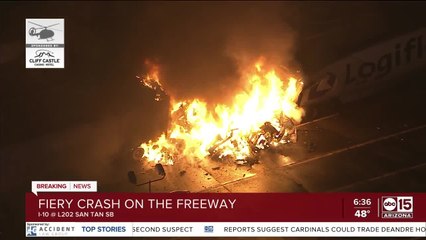 Fiery crash on I-10 in Southeast Valley after earlier crash