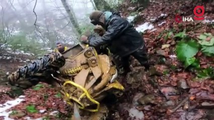 ATV turunda metrelerce yükseklikteki uçurumdan yuvarlandı, burnu bile kanamadı