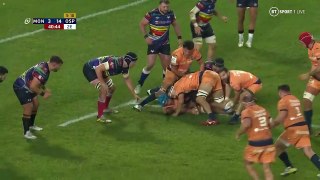 Montpellier Hérault Rugby vs Ospreys: Owen Williams and Ethan Roots turnover