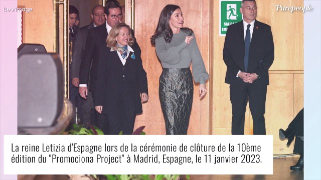 Letizia d'Espagne renversante dans une mini jupe crayon métallisée, apparition remarquée à Madrid