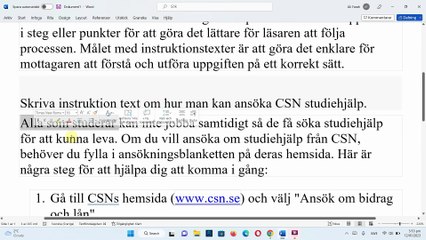 instruktion text om hur man kan ansöka CSN studiehjälp - نص تعليمي تقديم بطلب لمساعدة دراسية CSN