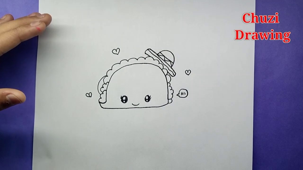 Cute Taco Drawing for Beginners || How to Draw a Cute Taco - Easy Tutorial