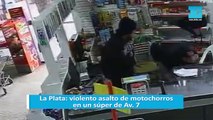 La Plata: violento asalto de motochorros en un súper de Av. 7