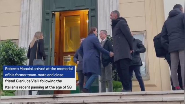 Roberto Mancini arrives at Gianluca Vialli memorial