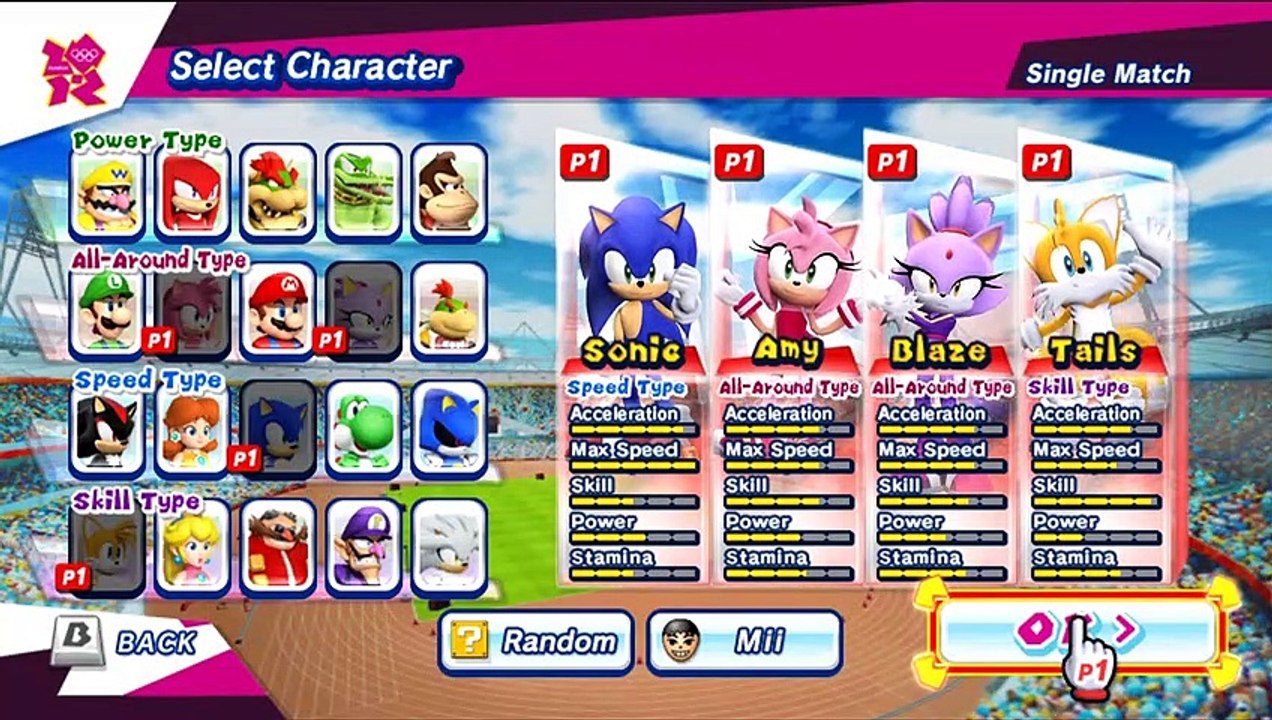 Mario & Sonic at the London 2012 | Olympic Games Football Sonic, Amy, Blaze, Tails