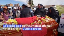 Relatives of victims killed during clashes in Peru bid farewell to their loved ones
