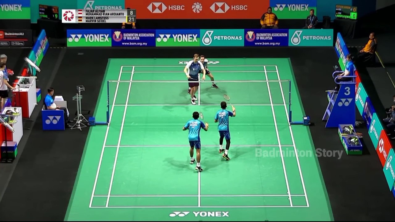 Malaysia open 2023 _ Fajar Alfian-Rian Ardianto vs. Mark Lamfsfuss-Marvin _ R-16