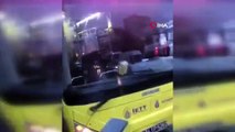 Şoföre sinirlendi, İETT otobüsünün camını kırdı