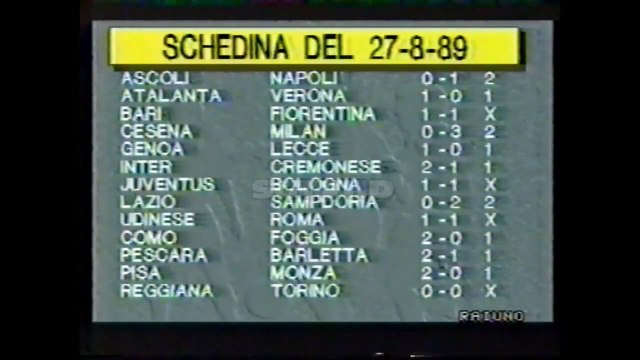 90° MINUTO : STAGIONE 1989-90, 27 AGOSTO 1989!