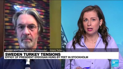 Sweden - Turkey tensions: Effigy of President Erdogan hung by feet in Stockholm