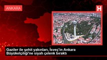 Gaziler ile şehit yakınları, İsveç'in Ankara Büyükelçiliği'ne siyah çelenk bıraktı