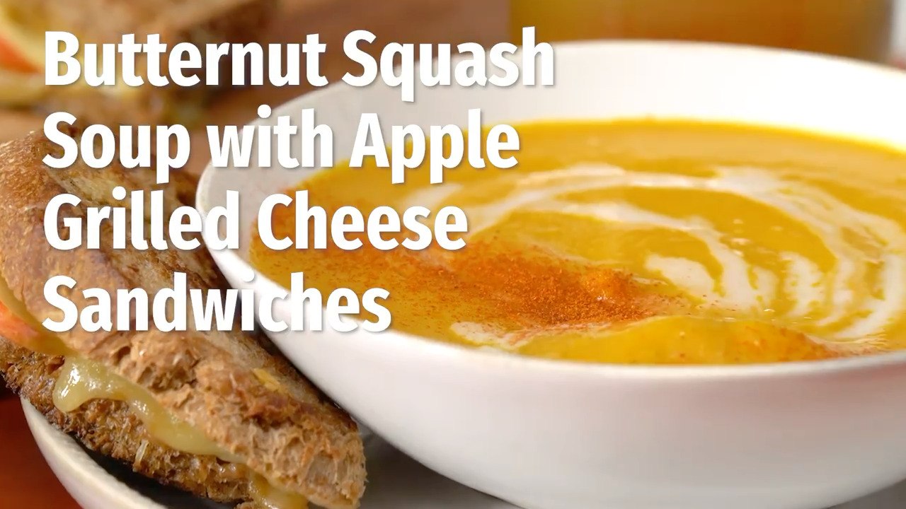 How To Make Butternut Squash Soup with Apple Grilled Cheese Sandwiches