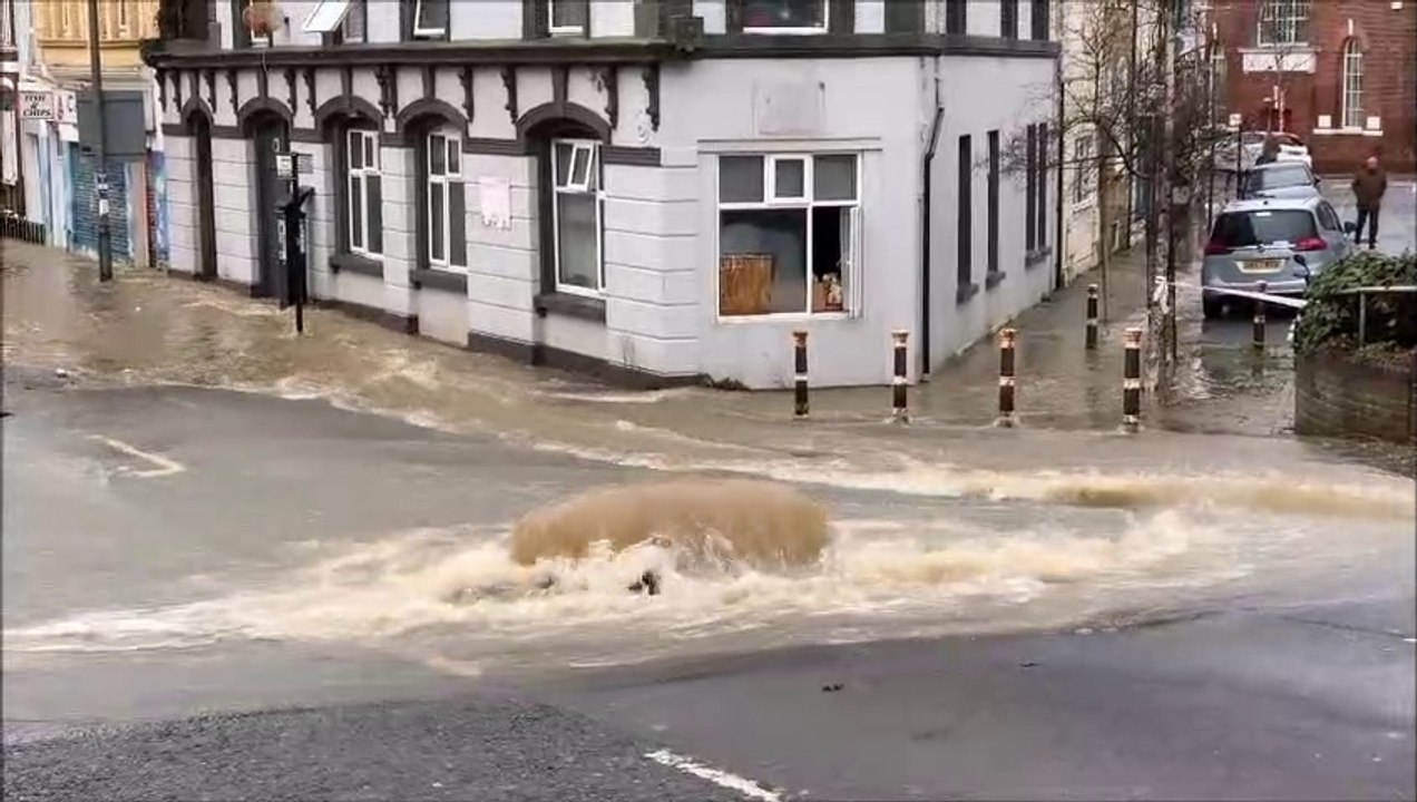 Flooding in Hastings town centre in East Sussex on January 16 2023