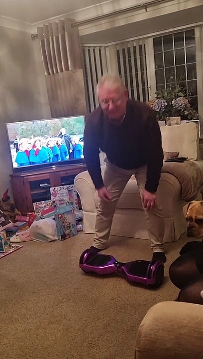 Grandpa Tries Out Hoverboard